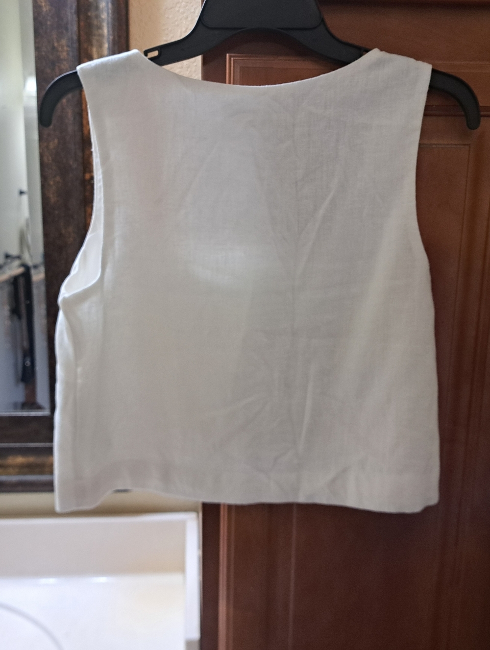 Abercrombie & Fitch White Square Neck Linen Blend Crop Tank Size Small - Picture 3 of 5